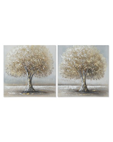 Set de 2 cuadro de arboles sobre lienzo marco de madera de 50x50 cm
