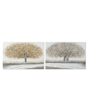 Set de 2 cuadro de arboles sobre lienzo marco de madera de 90X60 cm