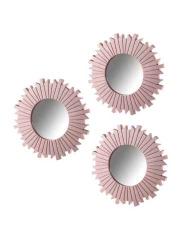 Set de 3 Espejos Sol Rosa de plástico