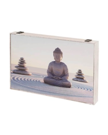 Tapa de contador luz o cuadro eléctrico Buda de madera MDF gris de 46x6x32 cm