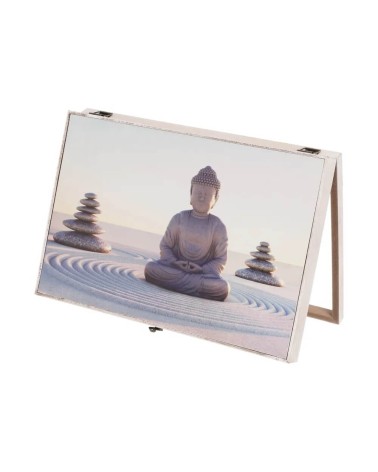 Tapa de contador luz o cuadro eléctrico Buda de madera MDF gris de 46x6x32 cm