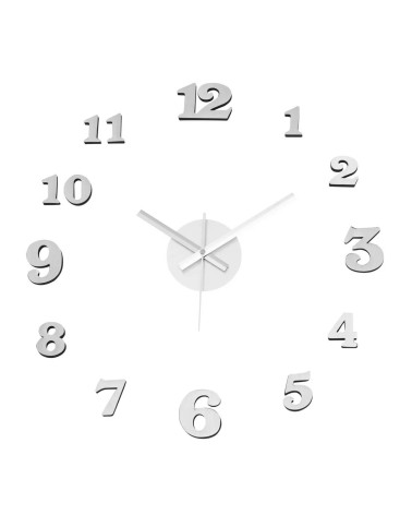 Reloj de pared adhesivo plateado de polipropileno de 60 cm