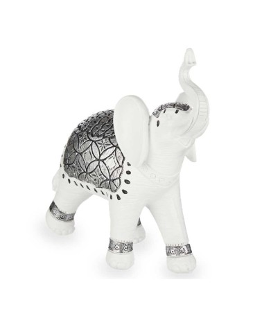 Figura de elefante resina suerte blanco grande 27,5 cm