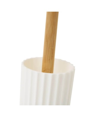 Escobilla de baño blanco de bambú y pvc de Ø 9x35 cm