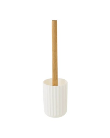 Escobilla de baño blanco de bambú y pvc de Ø 9x35 cm