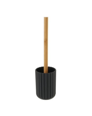 Escobilla de baño negro de bambú y pvc de Ø 9x35 cm