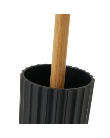 Escobilla de baño negro de bambú y pvc de Ø 9x35 cm