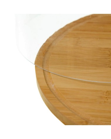 Bandeja Quesera de bambú redonda con Tapa metacrilato de 28 cm