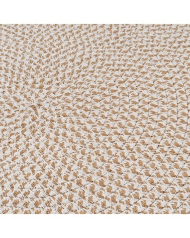 Alfombra redonda trenzada de cuerda blanca y natural de Ø 110 cm