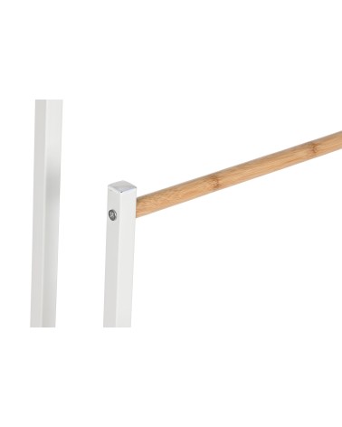 Toallero de Pie 3 nivel de Madera bambú y Metal blanco 45x22x85 cm