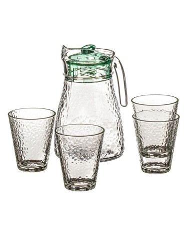 Set jarra de cristal para agua de 1,2 litro con 4 vaso de 230 ml
