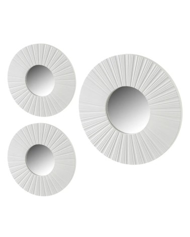 Set de 3 espejos sol blancos con moldura de plástico PP