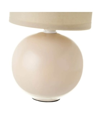 Lámpara de mesita de noche con bola de cerámica y pantalla de tela blanco roto de Ø 12x24 cm