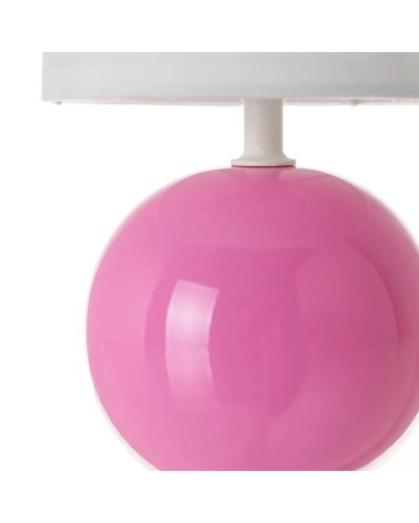 Lámpara mesita de noche de bola de cerámica rosa de Ø 13x24cm
