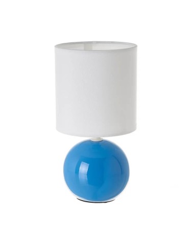 Lámpara mesita de noche de bola de cerámica azul de Ø 13x24cm