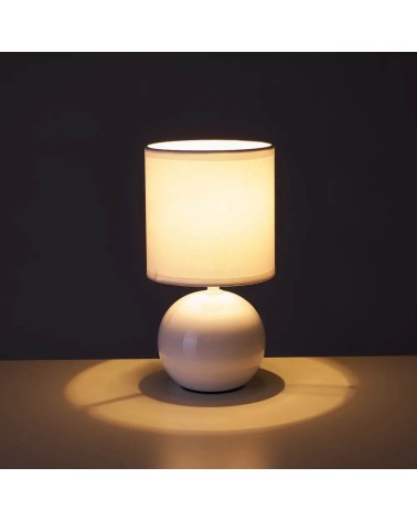 Lámpara mesita de noche de bola de cerámica blanca de Ø 13x24 cm
