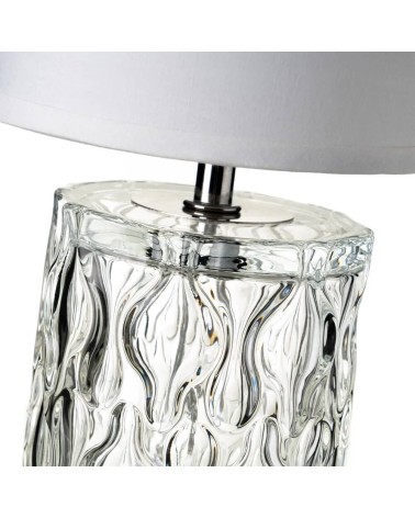 Lámpara de mesita de noche tallada cristal blanca de 29x15x15 cm