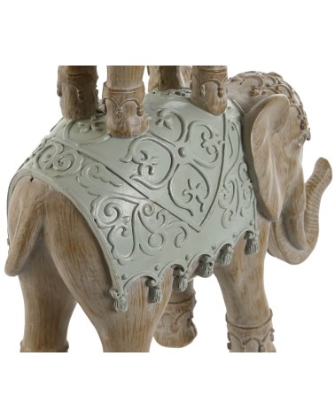 Figura de elefantes resina suerte verde menta montando
