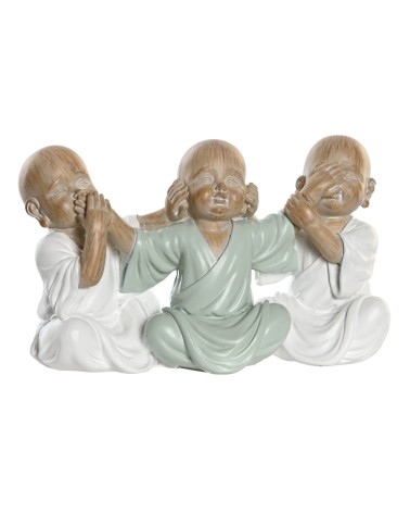 Figura de buda suerte sentado resina para decoracion sobremesa monjes (ver , oir , callar )
