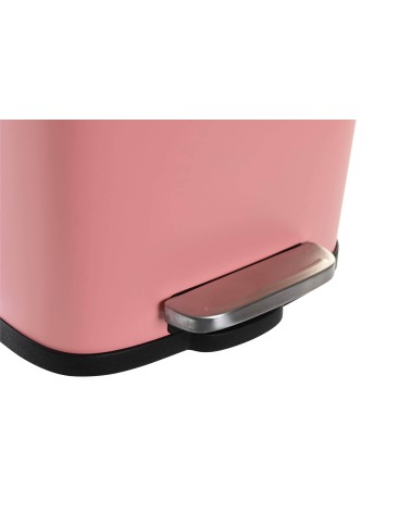 Papelera color pastel rosa de metal y polipropileno con cerrado lento de 5 litros