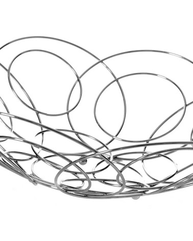 Frutero con cesta plateado de metal de Ø 37x10 cm