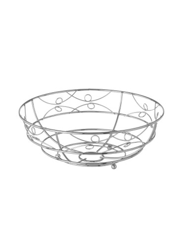 Frutero de círculos plateado de metal cromado de Ø 28x10 cm