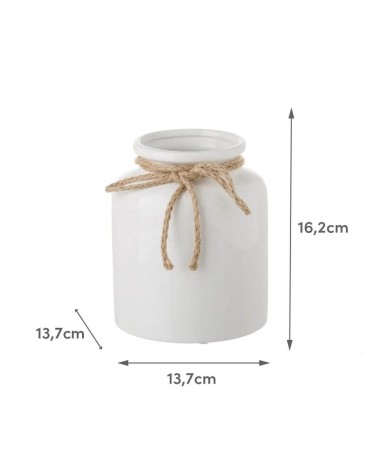 Jarrón cuerda de cerámica blanco de Ø 13x16 cm