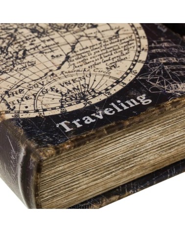Set de 2 cajas libro de madera de mapa negro