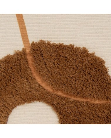 Alfombra flecos geométrica marrón oscuro de algodón natural y poliéster de 50x80 cm