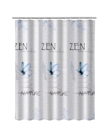Cortina de baño Zen de tela gris de 180x200 cm