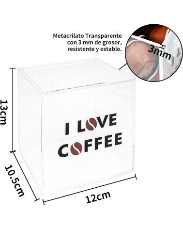 Portacapsulas Metacrilato para Capsulas de Cafe Nespresso o Dolcegusto I LOVE COFFEE