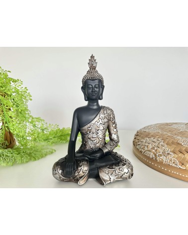 Figura buda de suerte sentado resina para decoracion bhumisparsha