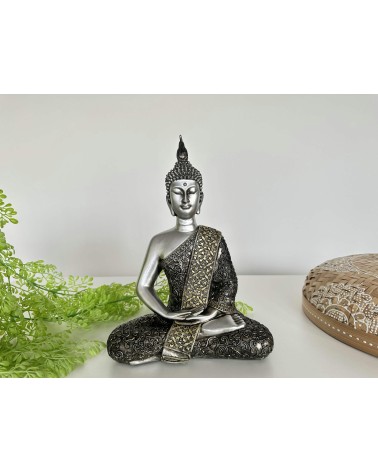 Figura buda de suerte sentado resina para decoracion dhyana