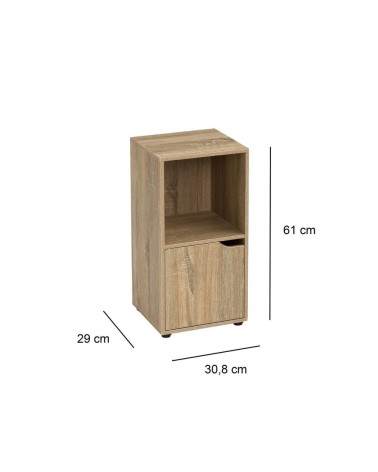 Mesita de noche con 1 puerta de madera DM de 30x29x61 cm