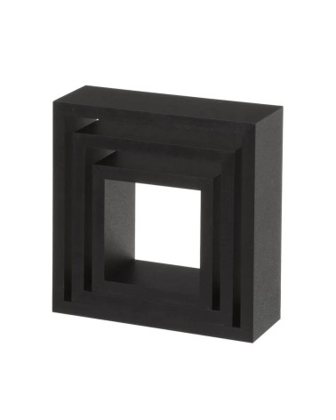 Set de 3 estantes cubo de madera MDF negro contemporáneo