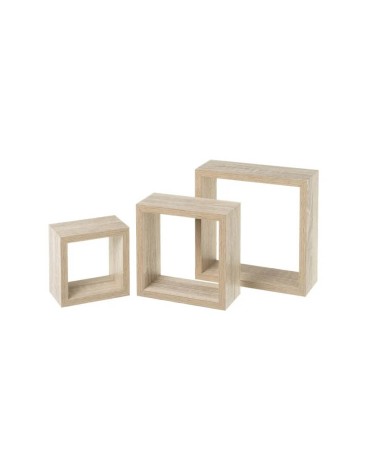 Set de 3 estantes cubo pequeños de madera MDF beige nórdicos