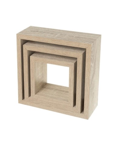 Set de 3 estantes cubo pequeños de madera MDF beige nórdicos