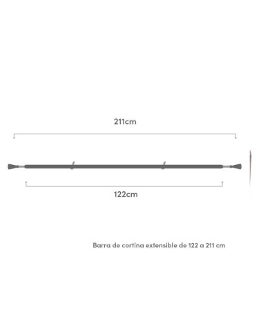 Barra de Cortina Extensible de Metal Negra Envejecido para Dormitorio de 120-210 cm Sol