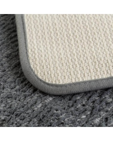 Set de 2 alfombras de baño de Bath blanco y gris de tela de microfibra de 40x60 cm