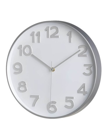 Reloj redondo contemporáneo color plateado de plástico de Ø 30 cm
