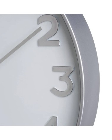 Reloj redondo contemporáneo color plateado de plástico de Ø 30 cm