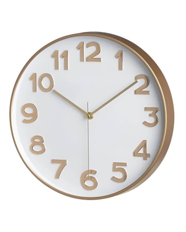 Reloj redondo contemporáneo color dorado de plástico de Ø 30 cm