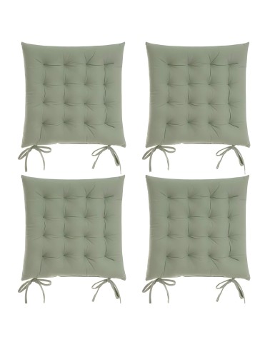 Set de 4 cojines acolchados para silla verdes de antelina de 40x40 cm