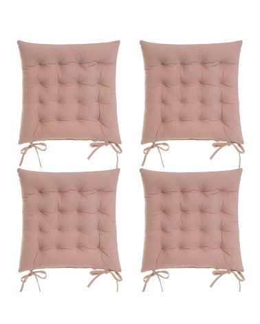Set de 4 cojines acolchados para silla rosas de antelina de 40x40 cm