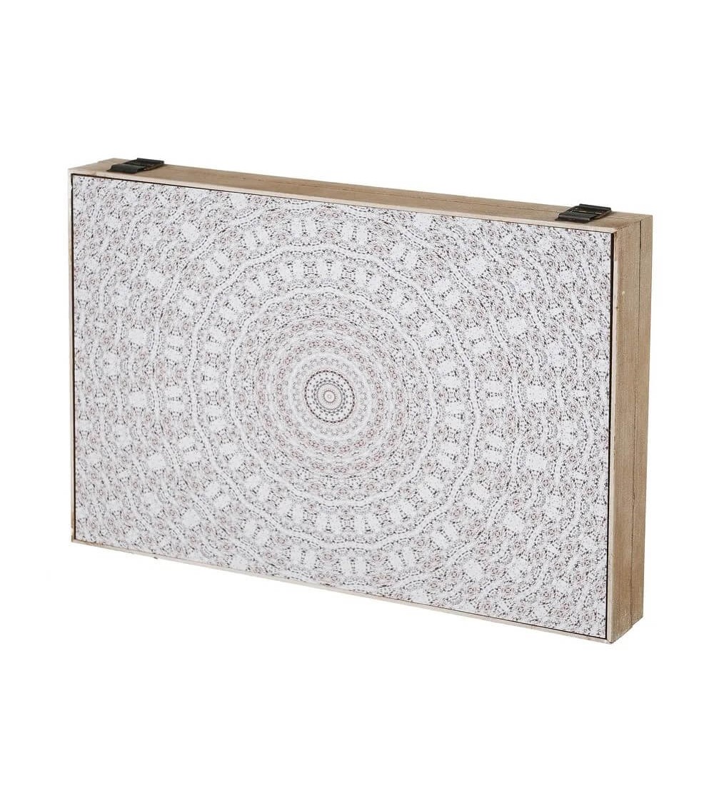 Tapa contador luz o cuadro eléctrico de mandala de madera MDF blanca de  46x6x32 cm