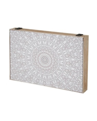 Tapa contador luz o cuadro eléctrico de mandala de madera MDF blanca de 46x6x32 cm