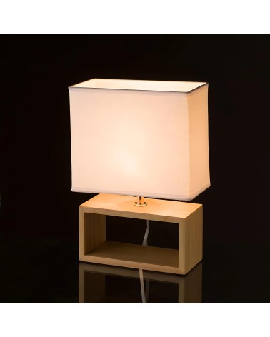Lámpara de mesa de madera blanca de 31x21x11 cm