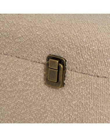 Puff arcón maleta tapizado con tela de borreguito beige de 50x35x46 cm