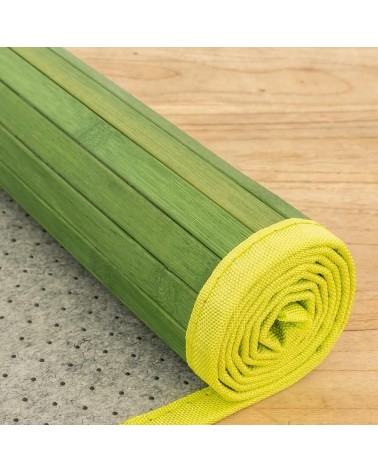 Alfombra pasillera de bambú verde 60 x 90 cm