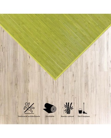 Alfombra pasillera de bambú verde 60 x 90 cm